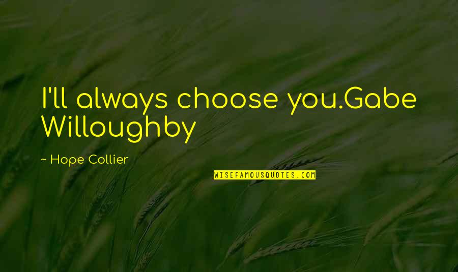 Hope Dream Love Quotes By Hope Collier: I'll always choose you.Gabe Willoughby