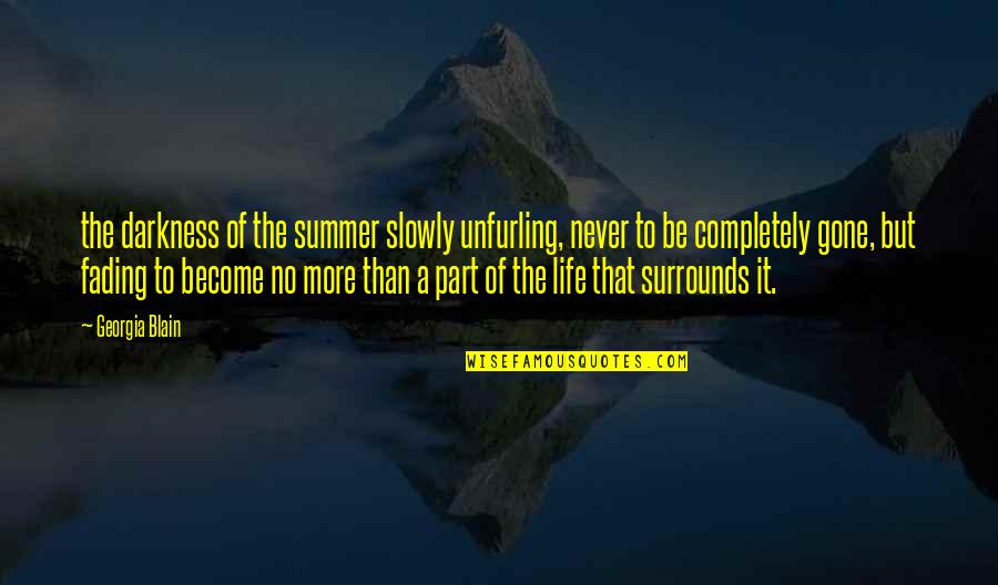 Hope Fading Quotes By Georgia Blain: the darkness of the summer slowly unfurling, never