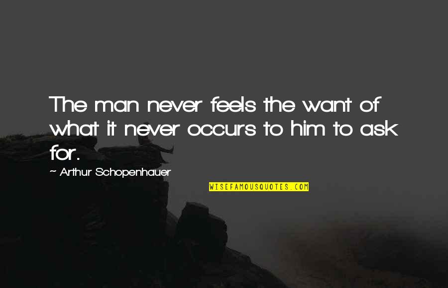 Hope Faith And Patience Quotes By Arthur Schopenhauer: The man never feels the want of what