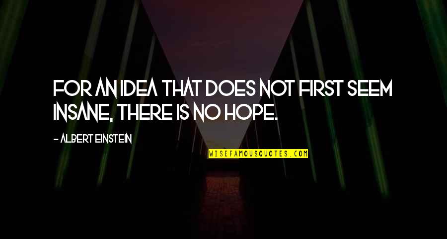 Hope For Quotes By Albert Einstein: For an idea that does not first seem