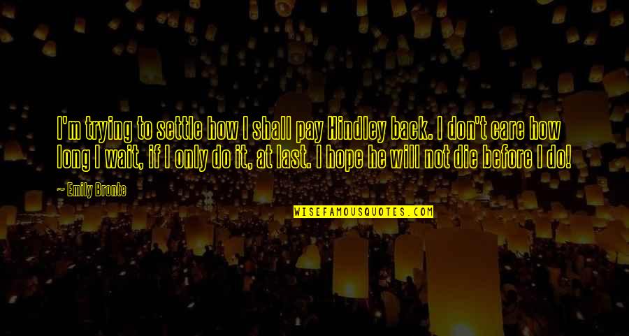 Hope I Die Quotes By Emily Bronte: I'm trying to settle how I shall pay