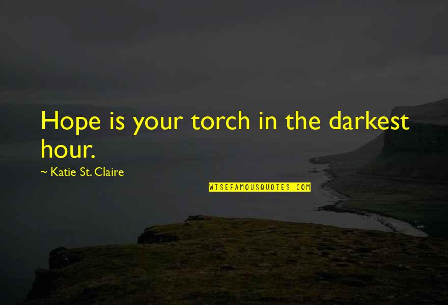 Hope In Darkness Quotes By Katie St. Claire: Hope is your torch in the darkest hour.
