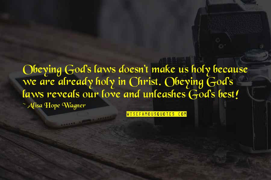 Hope In God Quotes By Alisa Hope Wagner: Obeying God's laws doesn't make us holy because