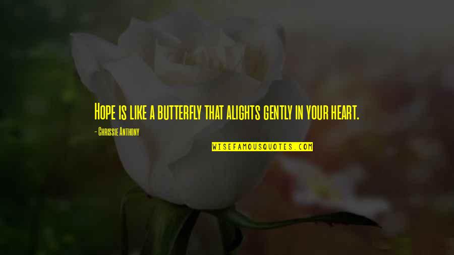 Hope In Quotes By Chrissie Anthony: Hope is like a butterfly that alights gently
