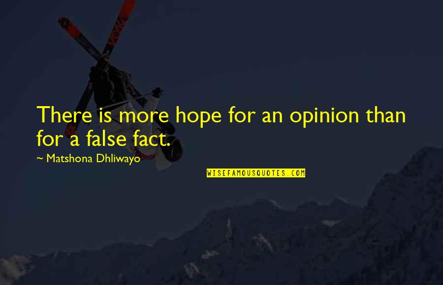 Hope Is For Quotes By Matshona Dhliwayo: There is more hope for an opinion than