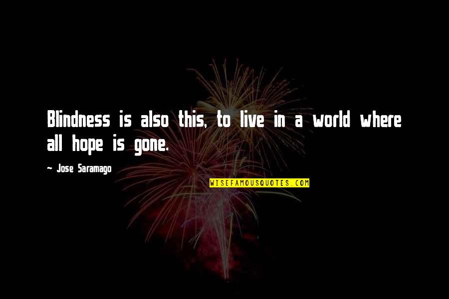 Hope Is Gone Quotes By Jose Saramago: Blindness is also this, to live in a