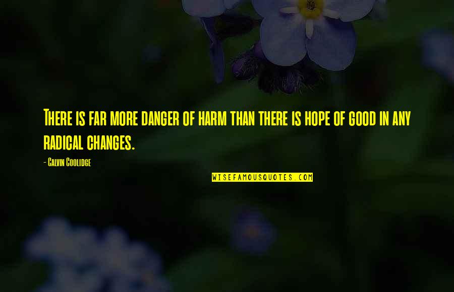 Hope Is There Quotes By Calvin Coolidge: There is far more danger of harm than