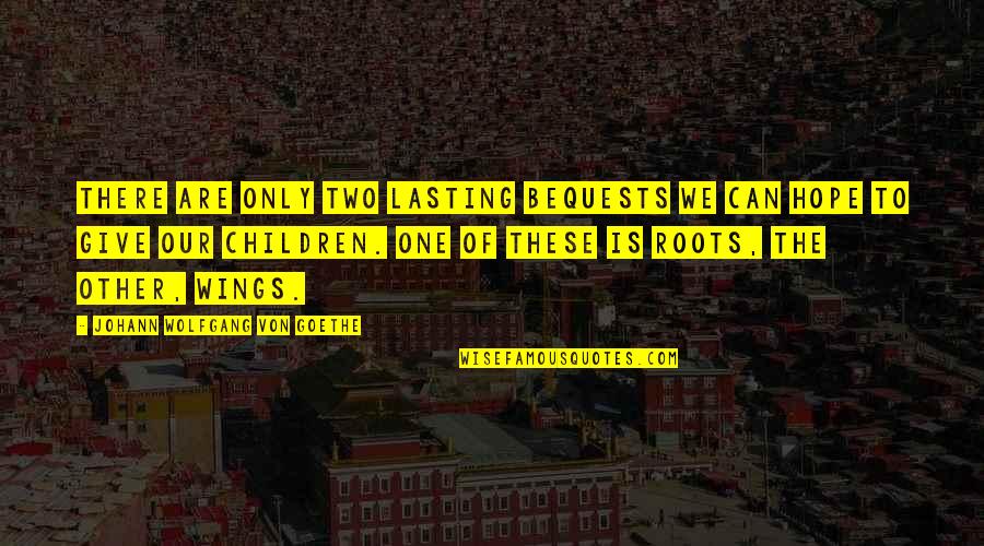 Hope Is There Quotes By Johann Wolfgang Von Goethe: There are only two lasting bequests we can Hope Is There Quotes By Johann Wolfgang Von Goethe: There are only two lasting bequests we can