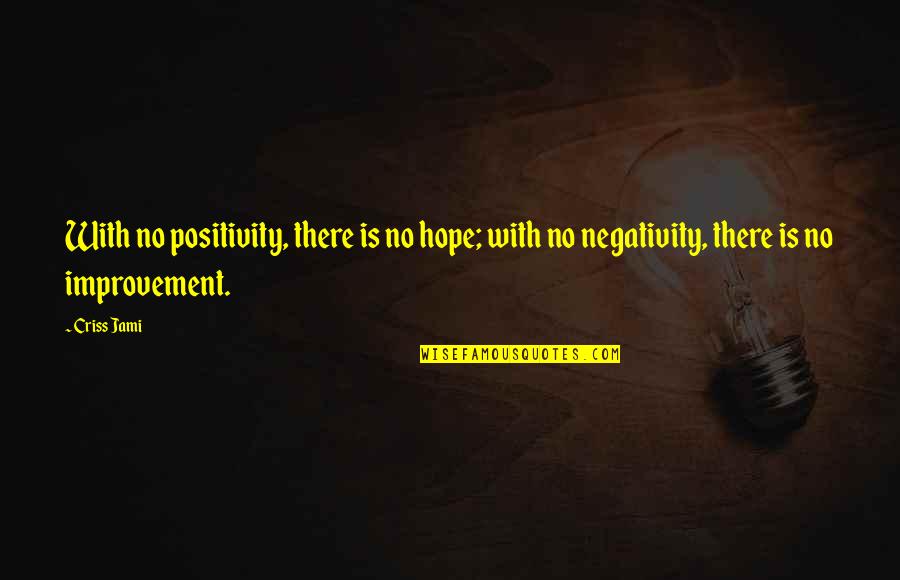 Hope Negative Quotes By Criss Jami: With no positivity, there is no hope; with
