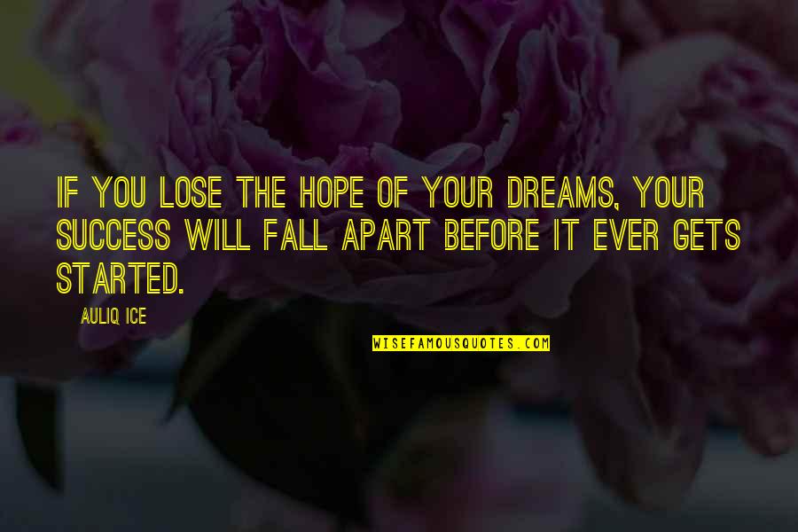 Hope Of Success Quotes By Auliq Ice: If you lose the hope of your dreams,