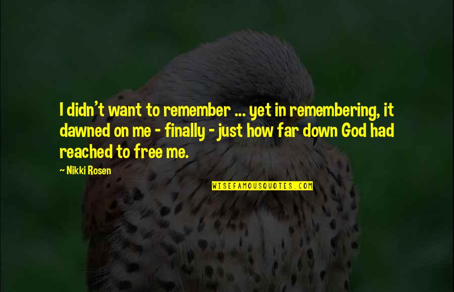 Hope On God Quotes By Nikki Rosen: I didn't want to remember ... yet in
