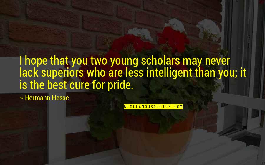 Hope The Best For You Quotes By Hermann Hesse: I hope that you two young scholars may