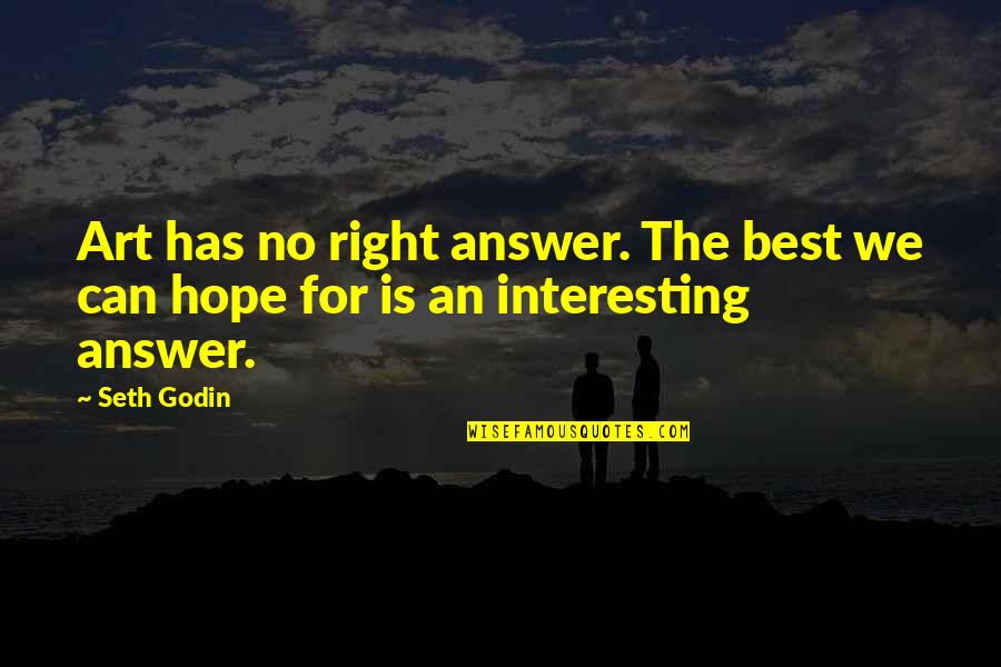 Hope The Best Quotes By Seth Godin: Art has no right answer. The best we