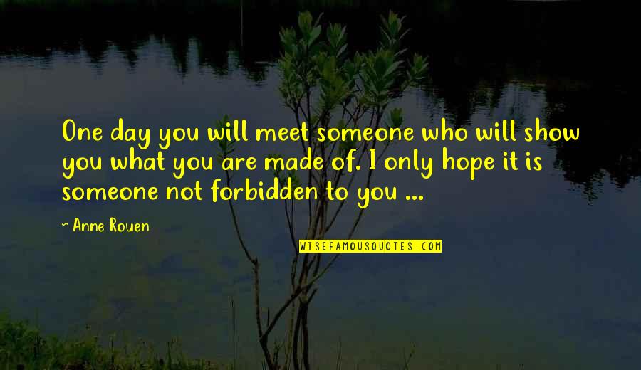 Hope We Will Meet Soon Quotes By Anne Rouen: One day you will meet someone who will