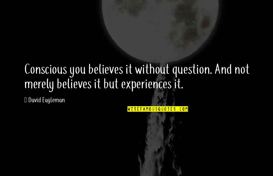 Hope You're Doing Well Quotes By David Eagleman: Conscious you believes it without question. And not