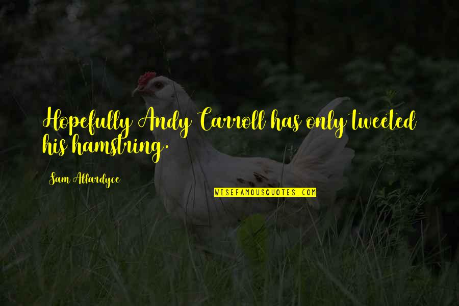 Hopefully Quotes By Sam Allardyce: Hopefully Andy Carroll has only tweeted his hamstring.