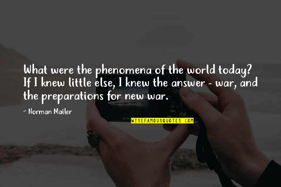 Hopefully Tomorrow Will Be A Better Day Quotes By Norman Mailer: What were the phenomena of the world today?