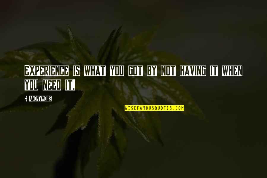 Hopeless But Still Hoping Quotes By Anonymous: Experience is what you got by not having