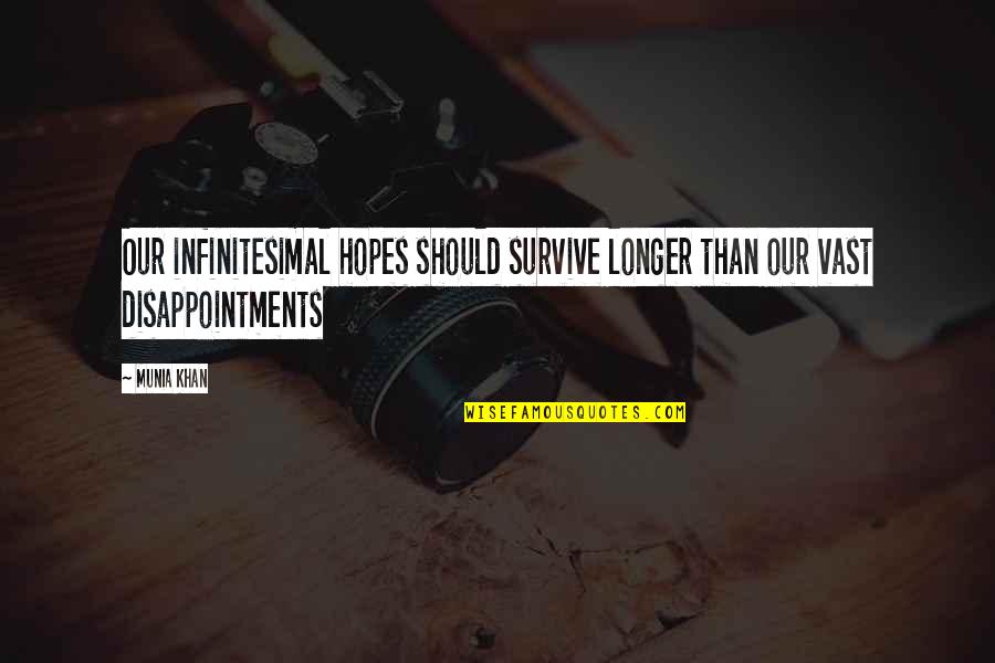Hopes And Disappointment Quotes By Munia Khan: Our infinitesimal hopes should survive longer than our