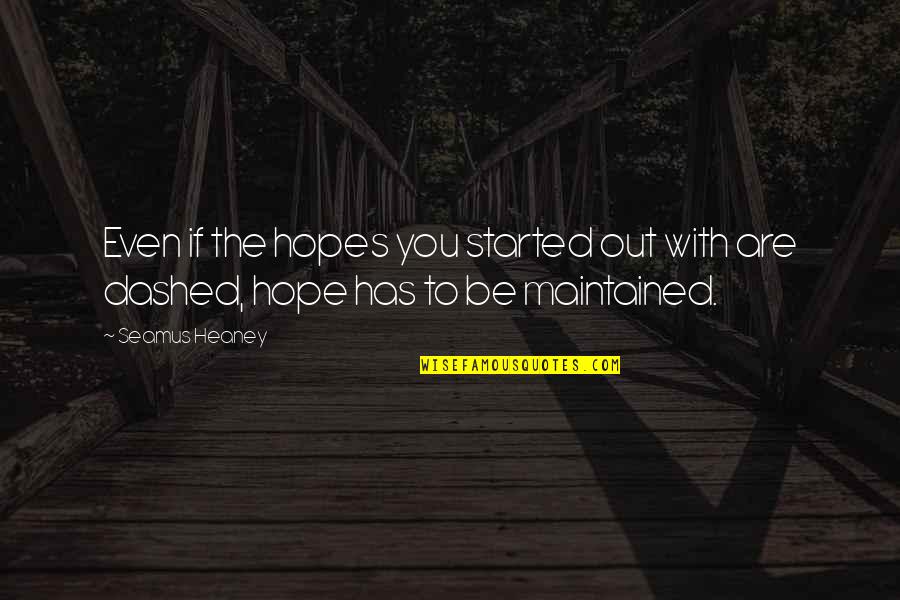 Hopes Dashed Quotes By Seamus Heaney: Even if the hopes you started out with