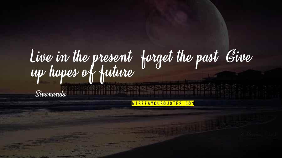 Hopes For The Future Quotes By Sivananda: Live in the present, forget the past. Give