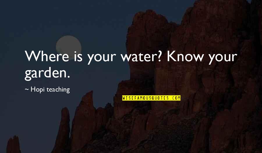 Hopi Quotes By Hopi Teaching: Where is your water? Know your garden.
