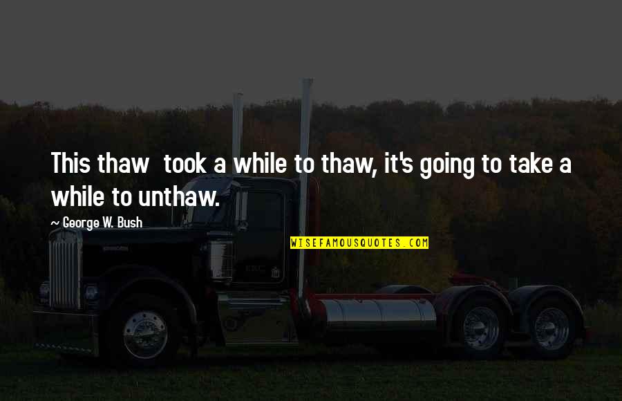 Hopie Carlson Quotes By George W. Bush: This thaw took a while to thaw, it's