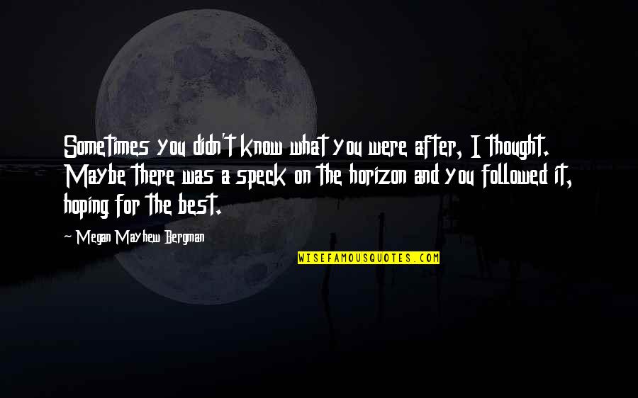 Hoping The Best For You Quotes By Megan Mayhew Bergman: Sometimes you didn't know what you were after, Hoping The Best For You Quotes By Megan Mayhew Bergman: Sometimes you didn't know what you were after,