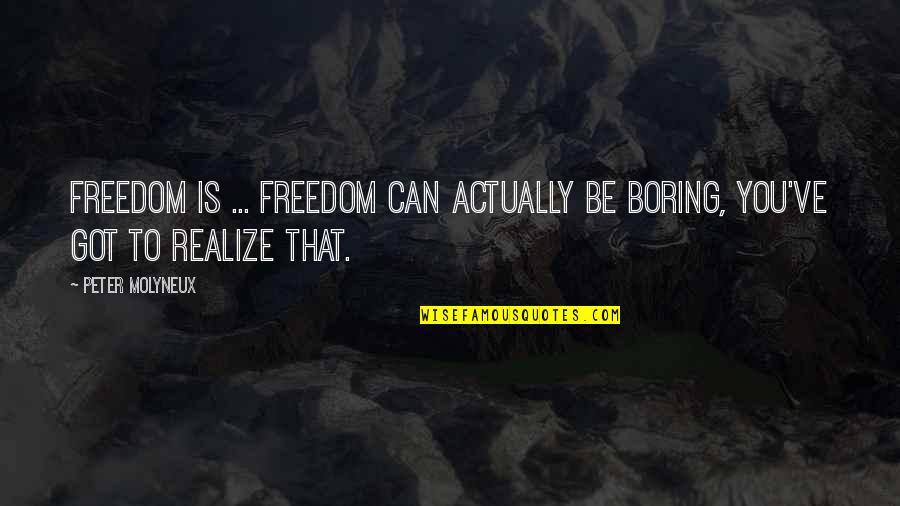 Hoppings Quotes By Peter Molyneux: Freedom is ... freedom can actually be boring,