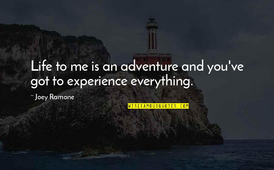 Hoptimist Quotes By Joey Ramone: Life to me is an adventure and you've