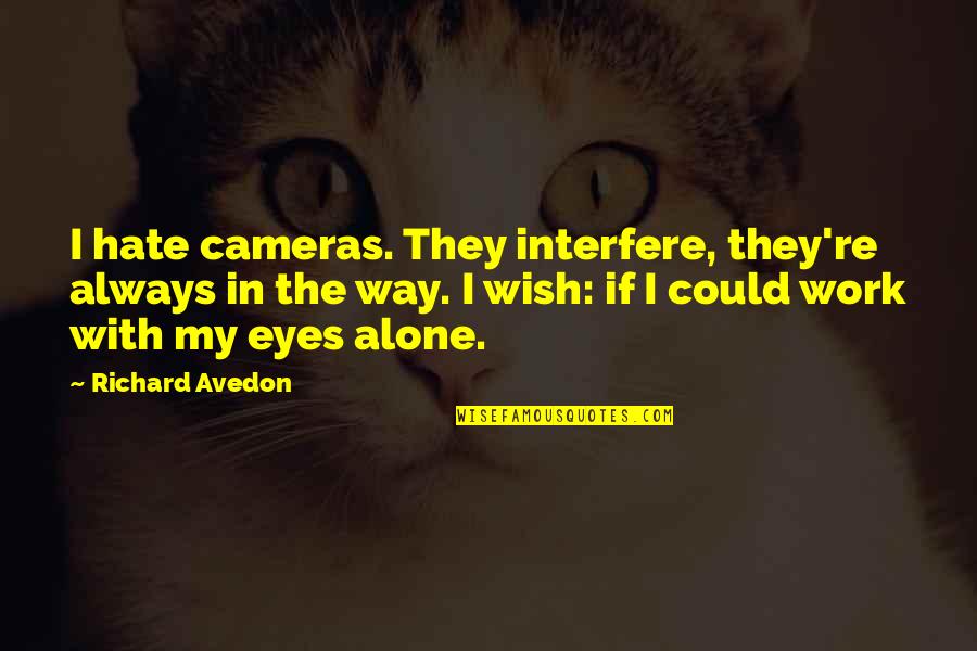 Horambay Quotes By Richard Avedon: I hate cameras. They interfere, they're always in