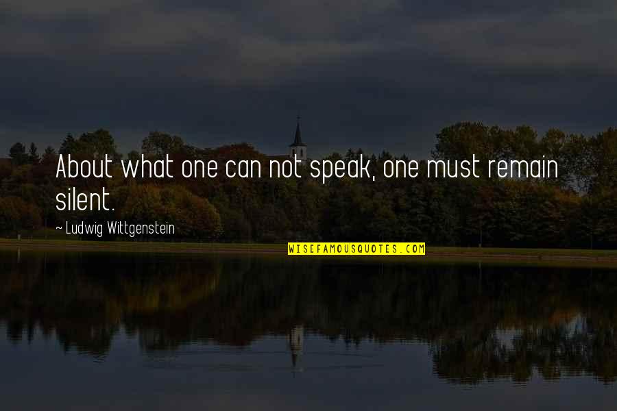 Hornaday Quotes By Ludwig Wittgenstein: About what one can not speak, one must