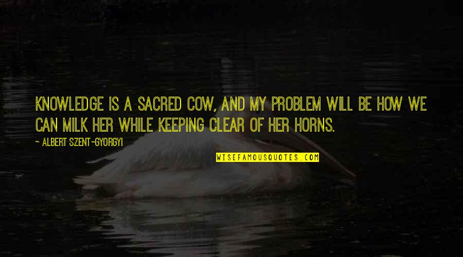 Horns Quotes By Albert Szent-Gyorgyi: Knowledge is a sacred cow, and my problem