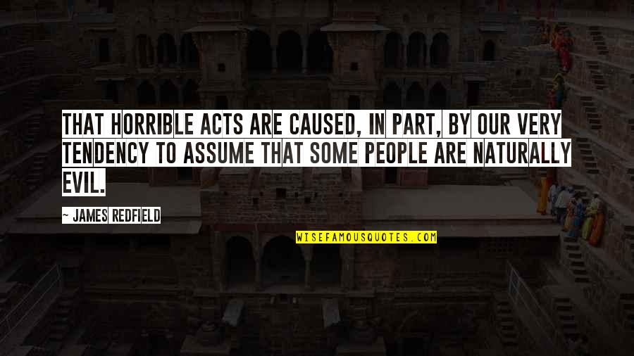 Horrible People Quotes By James Redfield: That horrible acts are caused, in part, by