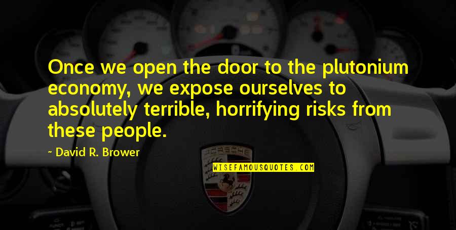 Horrifying Quotes By David R. Brower: Once we open the door to the plutonium