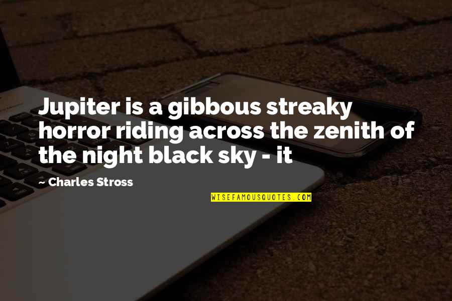 Horror Night Quotes By Charles Stross: Jupiter is a gibbous streaky horror riding across
