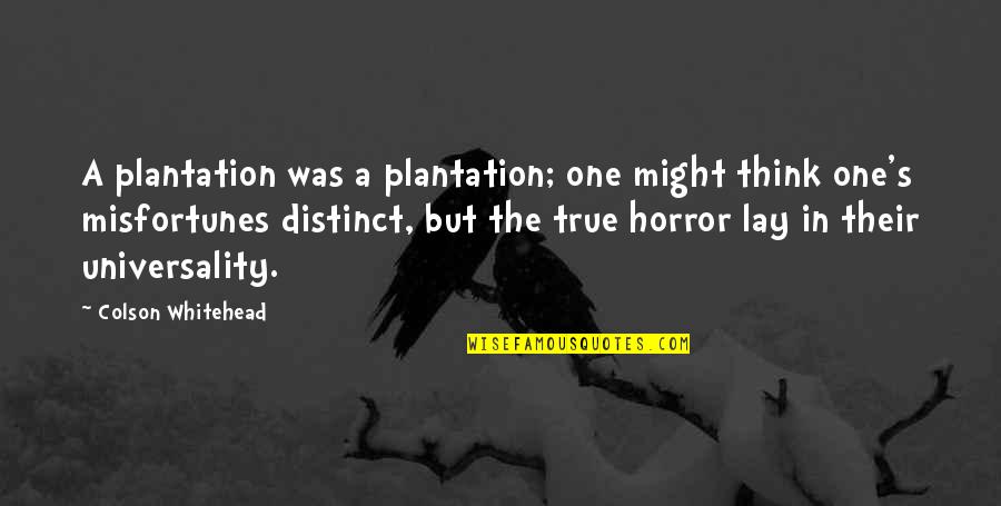 Horror Quotes By Colson Whitehead: A plantation was a plantation; one might think