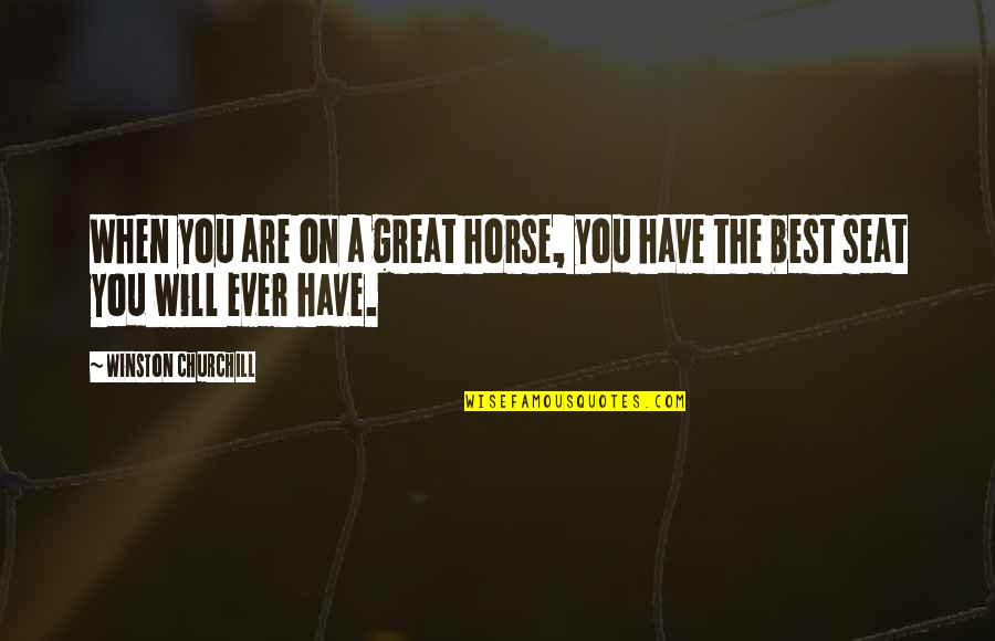 Horse Equine Quotes By Winston Churchill: When you are on a great horse, you