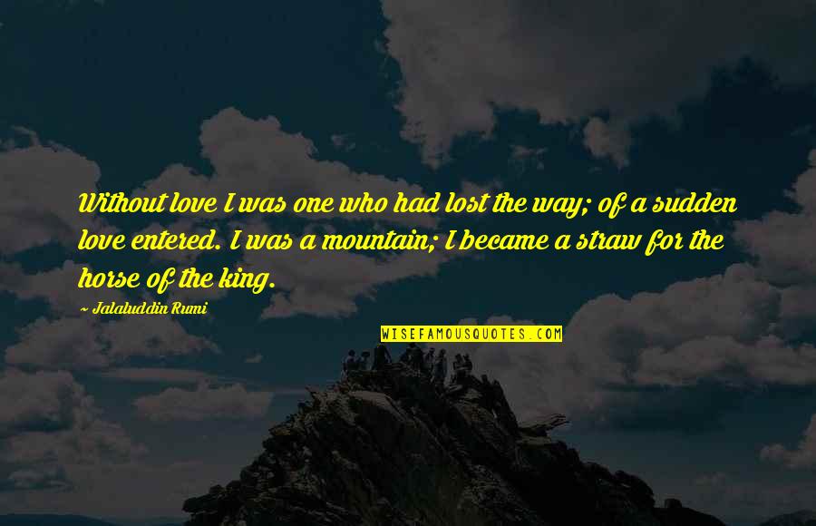 Horse Love Quotes By Jalaluddin Rumi: Without love I was one who had lost