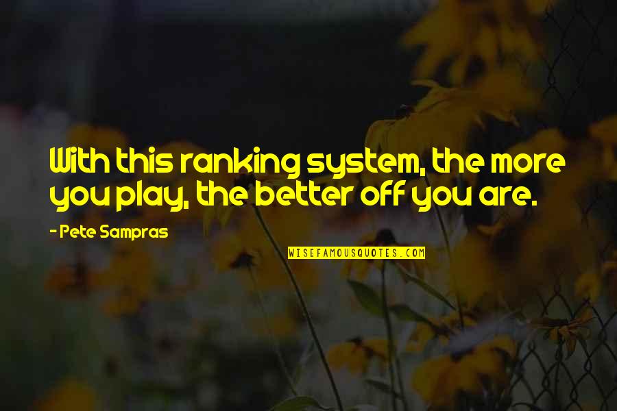 Horse Racing Sayings And Quotes By Pete Sampras: With this ranking system, the more you play,