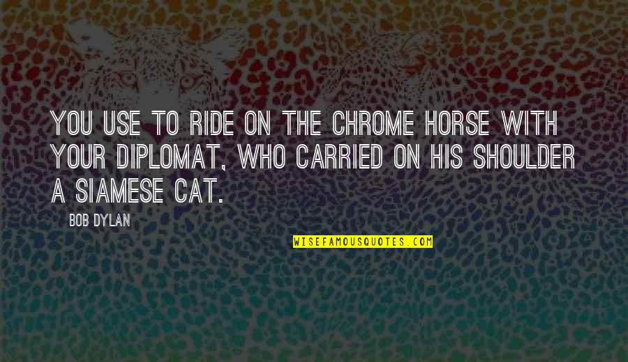 Horse Ride Quotes By Bob Dylan: You use to ride on the chrome horse