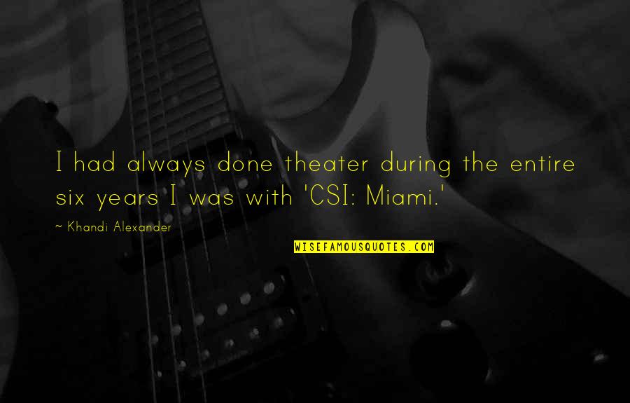 Horseballs Rules Quotes By Khandi Alexander: I had always done theater during the entire
