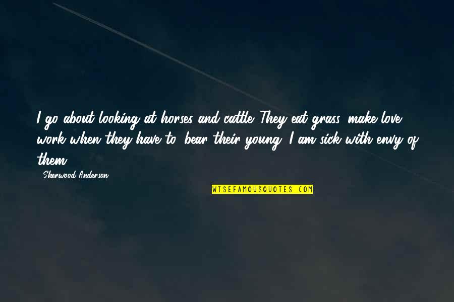 Horses And Love Quotes By Sherwood Anderson: I go about looking at horses and cattle.