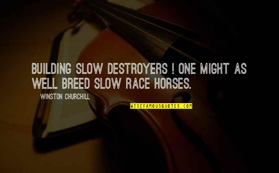 Horses Winston Churchill Quotes By Winston Churchill: Building slow destroyers ! One might as well