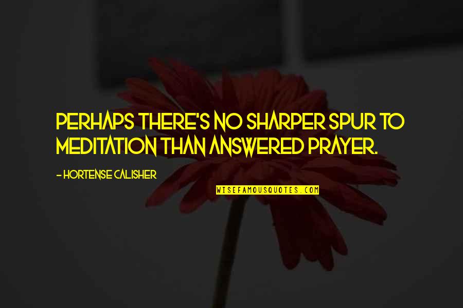 Hortense Quotes By Hortense Calisher: Perhaps there's no sharper spur to meditation than