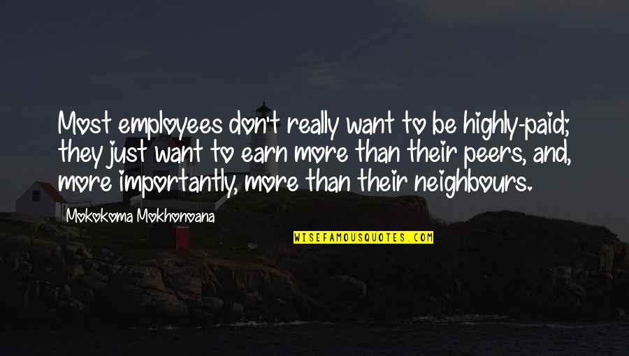 Hortenzija Quotes By Mokokoma Mokhonoana: Most employees don't really want to be highly-paid;