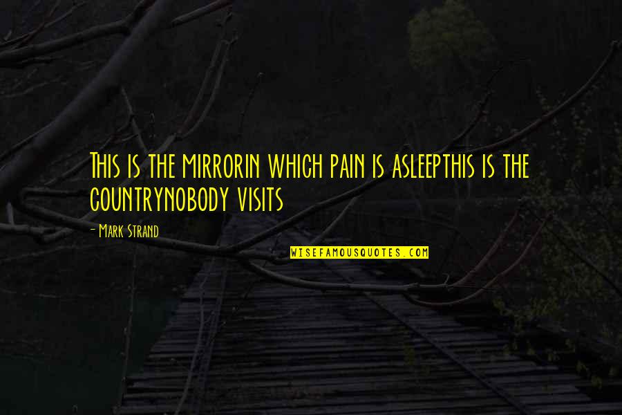 Hortus Eystettensis Quotes By Mark Strand: This is the mirrorin which pain is asleepthis