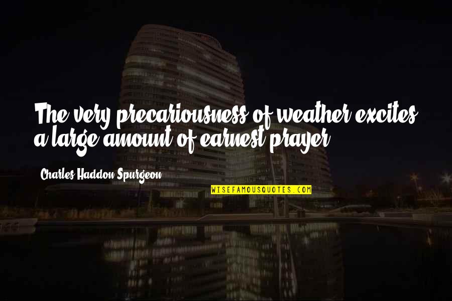 Horvatich Quotes By Charles Haddon Spurgeon: The very precariousness of weather excites a large