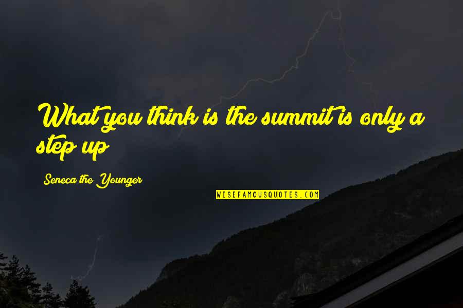 Hosla Badhane Wale Quotes By Seneca The Younger: What you think is the summit is only