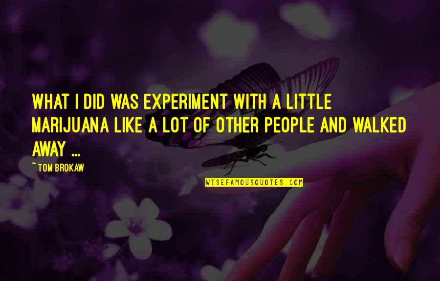 Hospitality Motivational Quotes By Tom Brokaw: What I did was experiment with a little